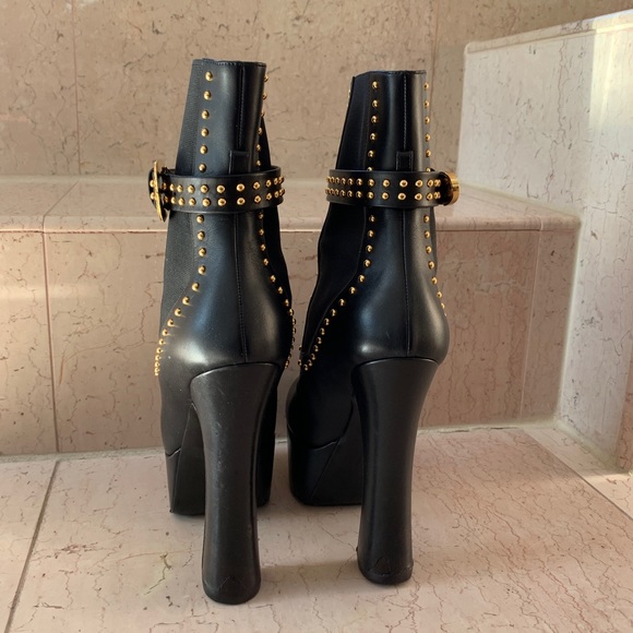 Versace Black and Gold Studded Platform Boots - Picture 4 of 16
